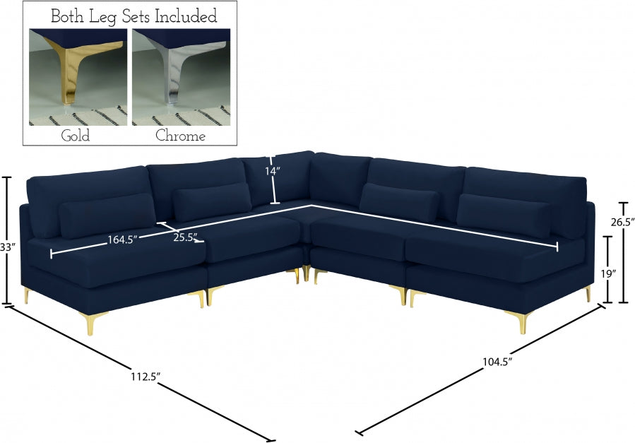 Sectionnel modulaire en velours Julia