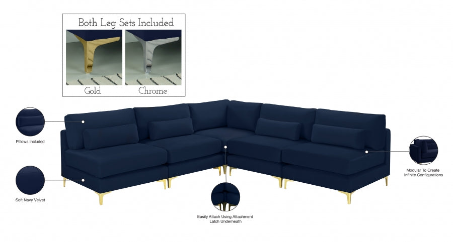 Sectionnel modulaire en velours Julia