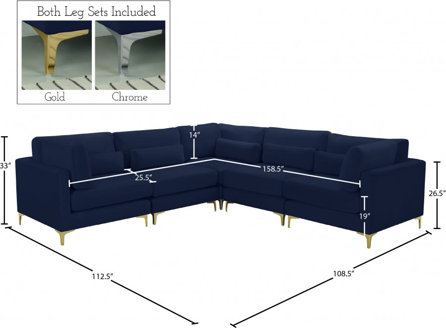 Sectionnel modulaire en velours Julia