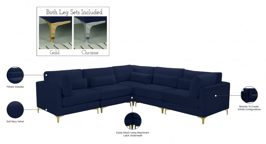 Sectionnel modulaire en velours Julia