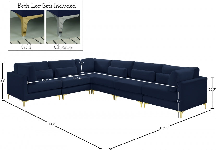 Sectionnel modulaire en velours Julia