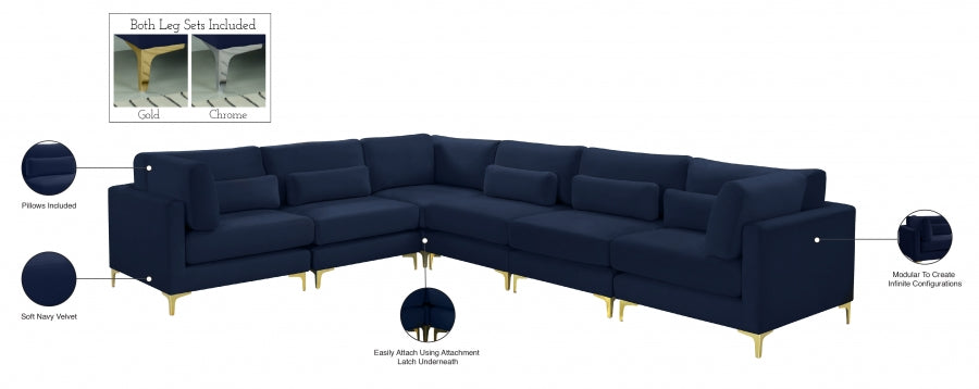 Sectionnel modulaire en velours Julia