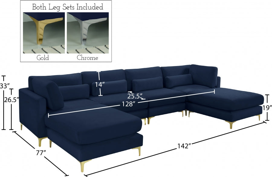 Sectionnel réversible modulaire en velours Julia