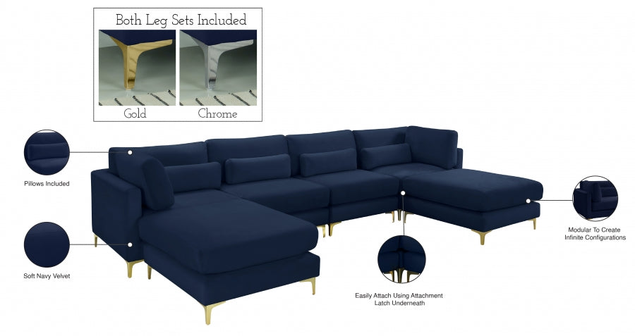 Sectionnel réversible modulaire en velours Julia