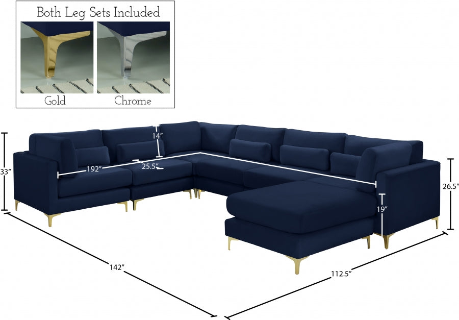 Sectionnel réversible modulaire en velours Julia