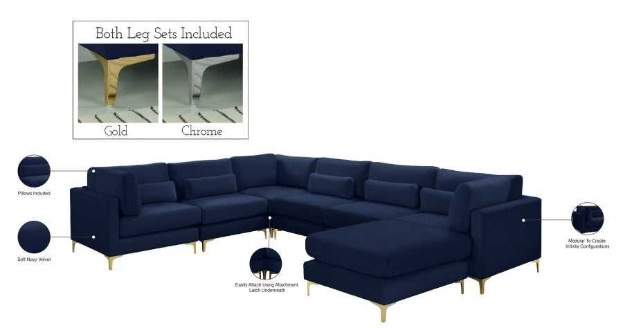 Sectionnel réversible modulaire en velours Julia