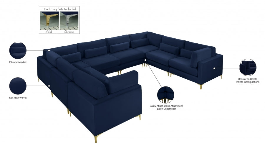 Sectionnel modulaire en velours Julia
