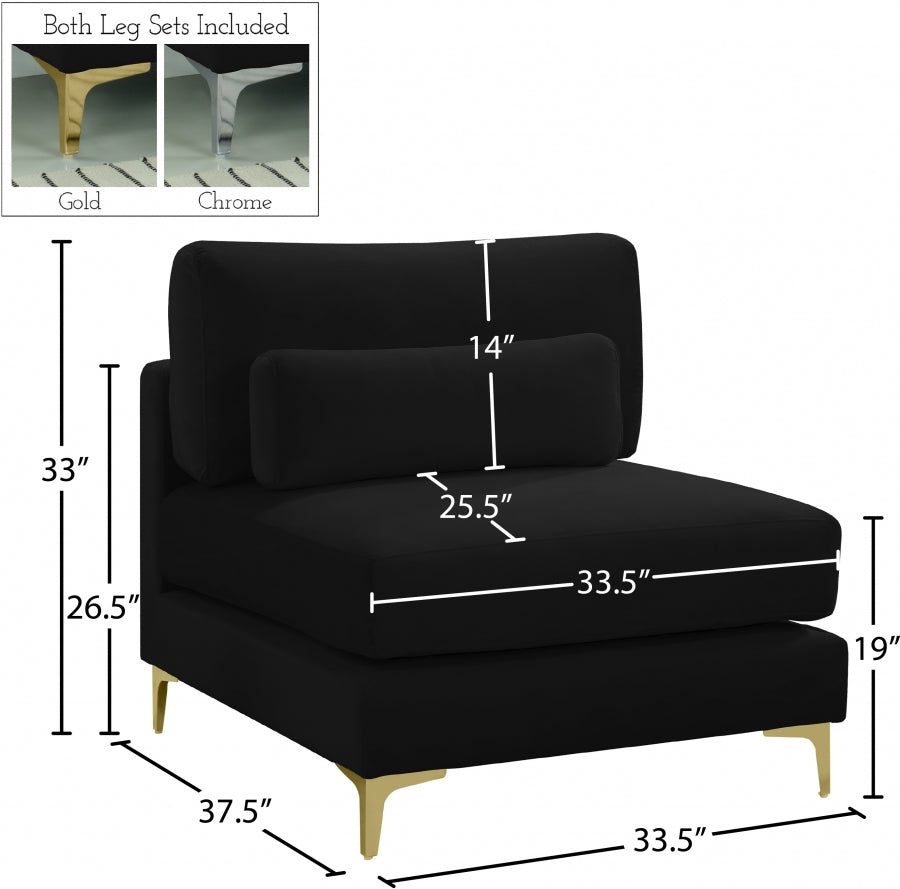 Chaise modulaire sans accoudoirs en velours Julia