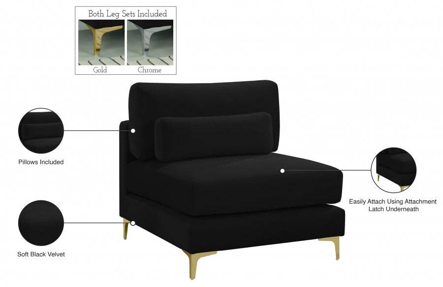Chaise modulaire sans accoudoirs en velours Julia