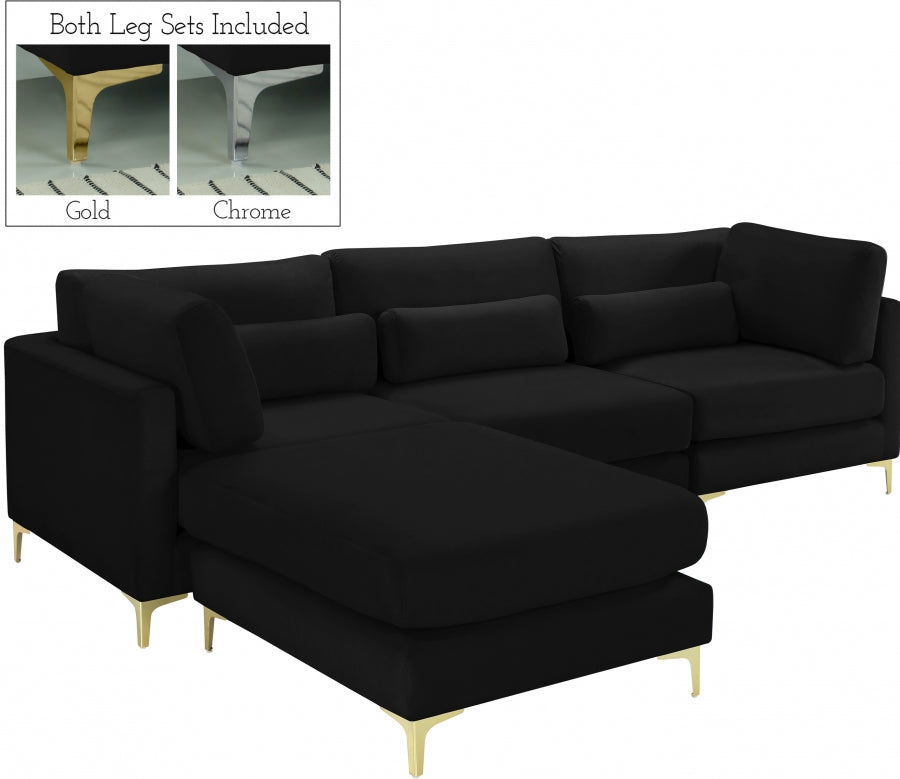 Sectionnel réversible modulaire en velours Julia