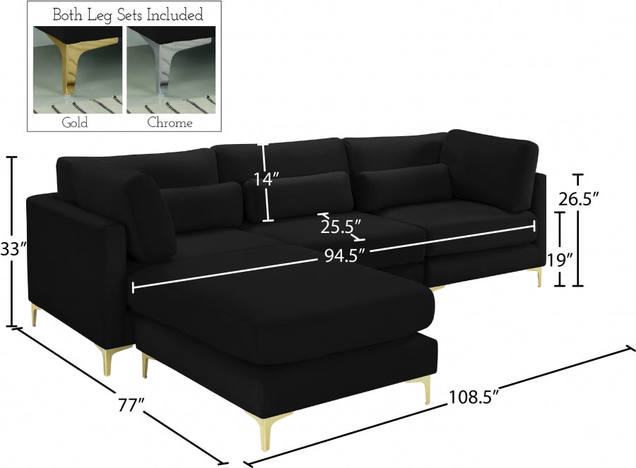 Sectionnel réversible modulaire en velours Julia