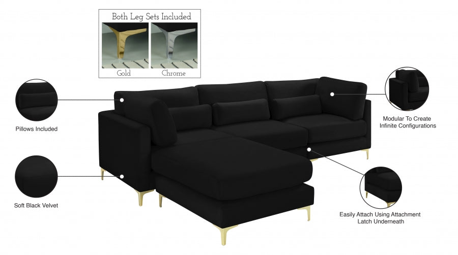 Sectionnel réversible modulaire en velours Julia