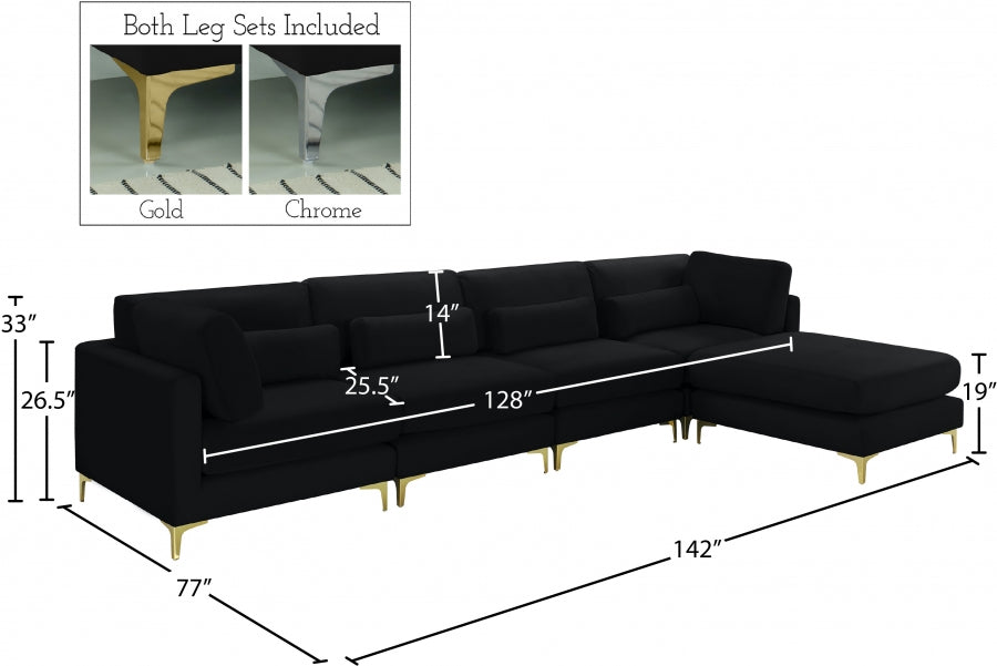 Sectionnel réversible modulaire en velours Julia