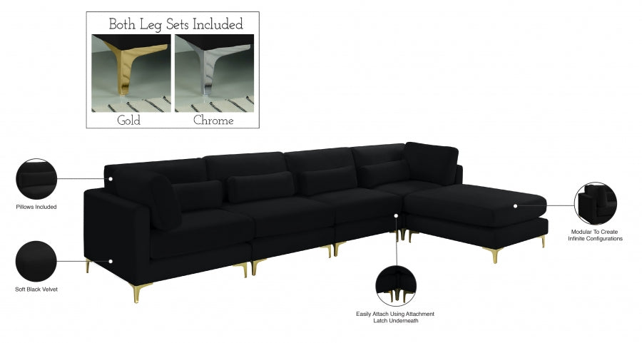 Sectionnel réversible modulaire en velours Julia