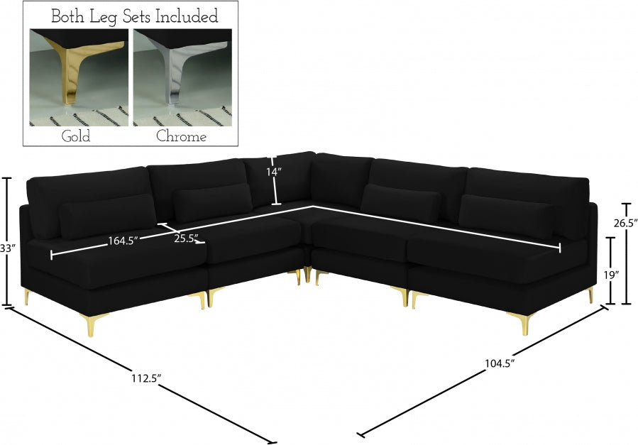 Sectionnel modulaire en velours Julia