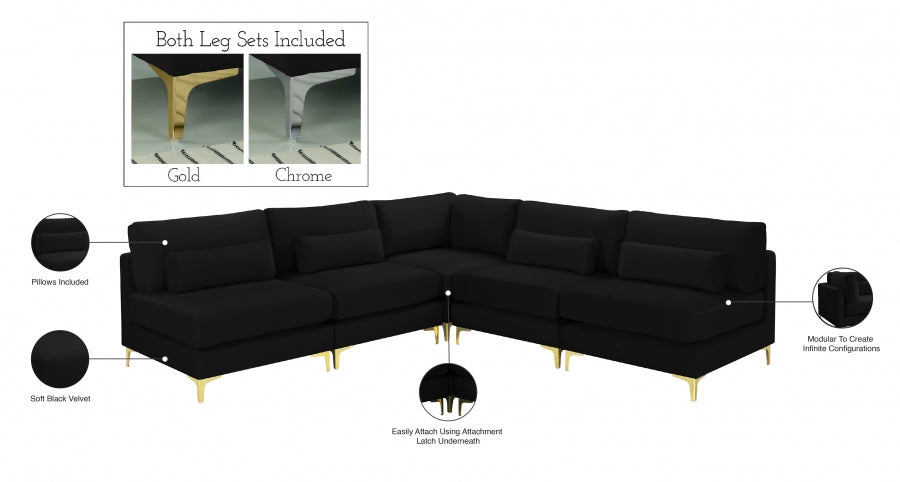 Sectionnel modulaire en velours Julia