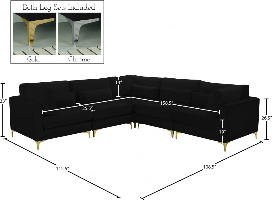 Sectionnel modulaire en velours Julia