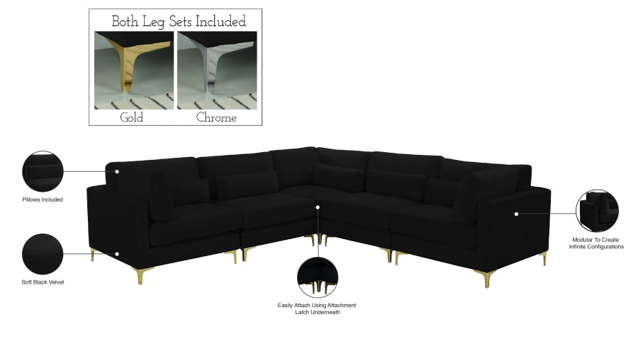Sectionnel modulaire en velours Julia