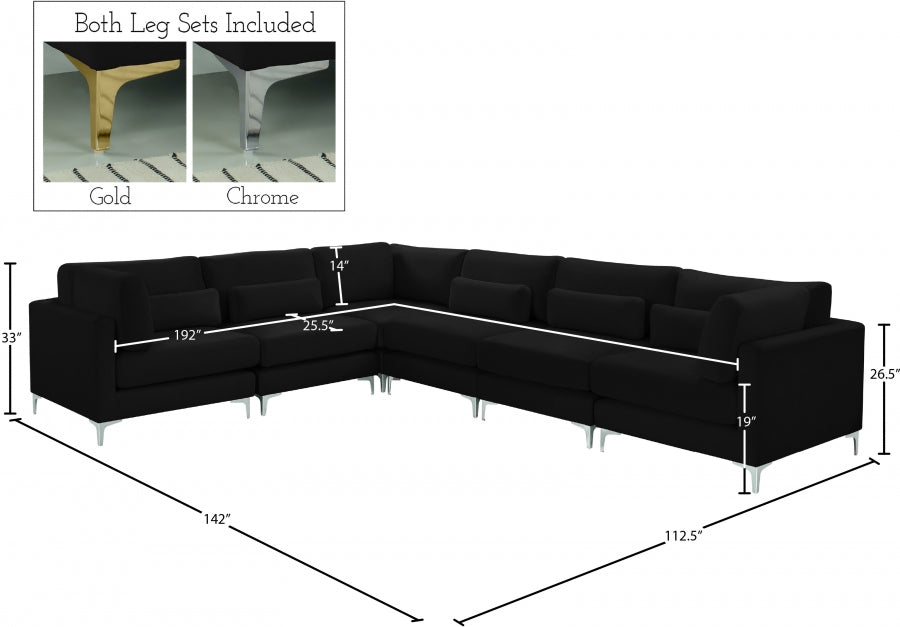 Sectionnel modulaire en velours Julia
