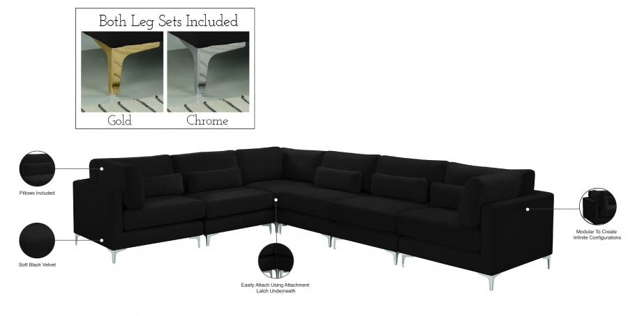 Sectionnel modulaire en velours Julia