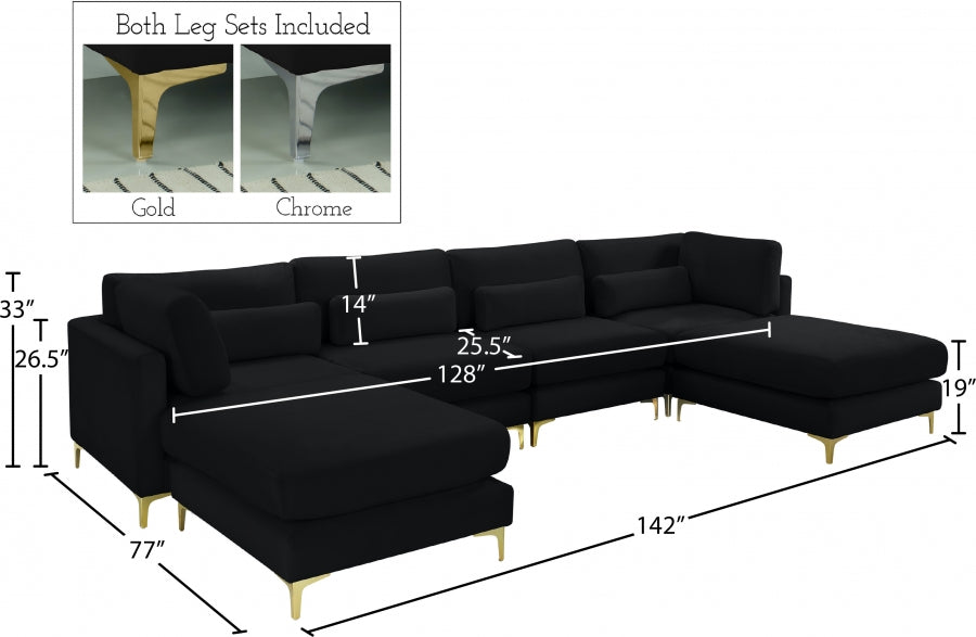 Sectionnel réversible modulaire en velours Julia