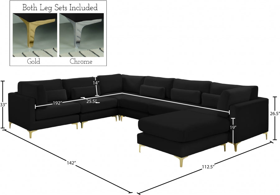 Sectionnel réversible modulaire en velours Julia