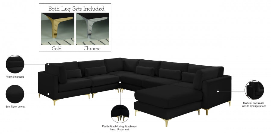 Sectionnel réversible modulaire en velours Julia