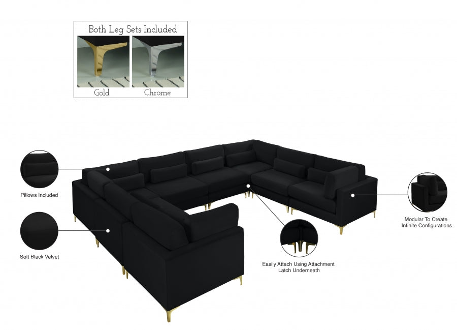 Sectionnel modulaire en velours Julia
