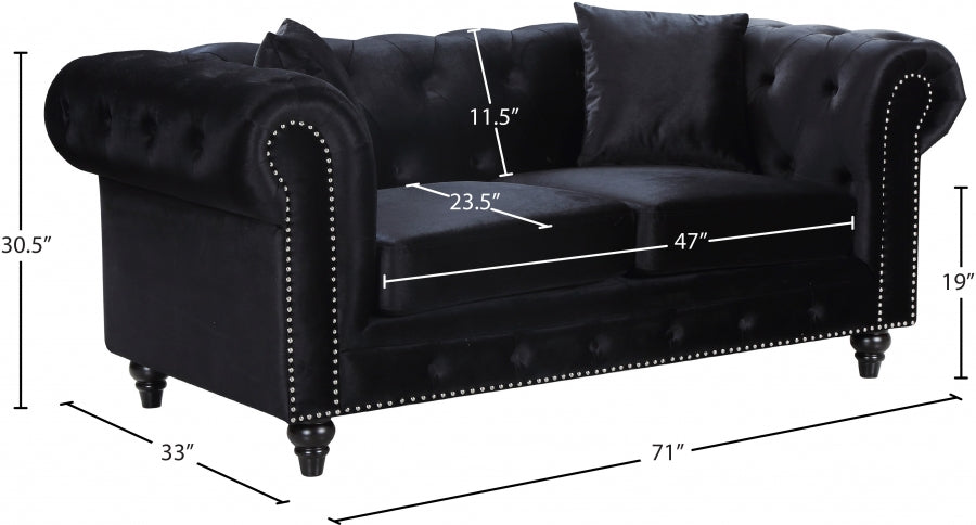 Causeuse en velours Chesterfield 