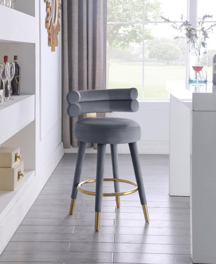 Tabouret de comptoir en velours Fitzroy