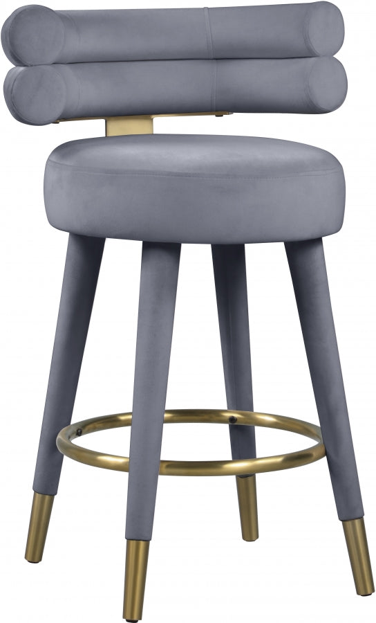Tabouret de comptoir en velours Fitzroy