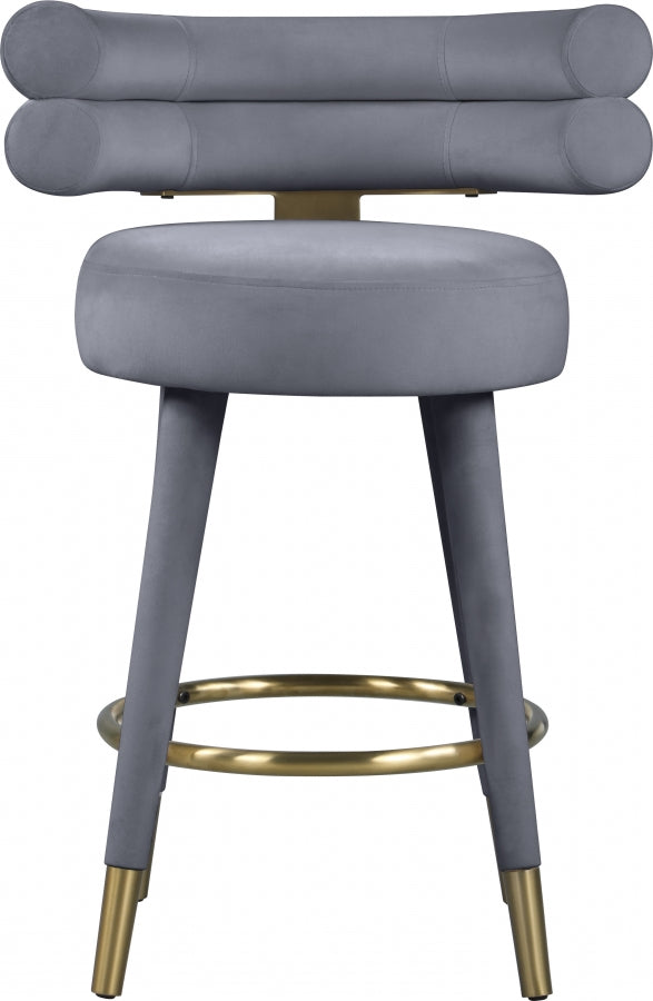 Tabouret de comptoir en velours Fitzroy