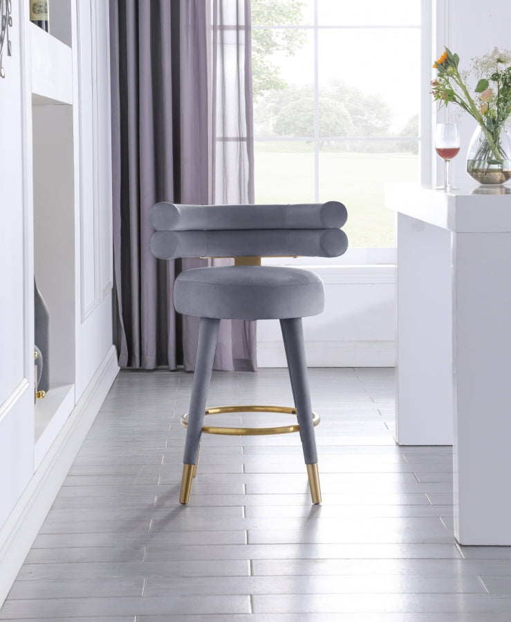 Tabouret de comptoir en velours Fitzroy