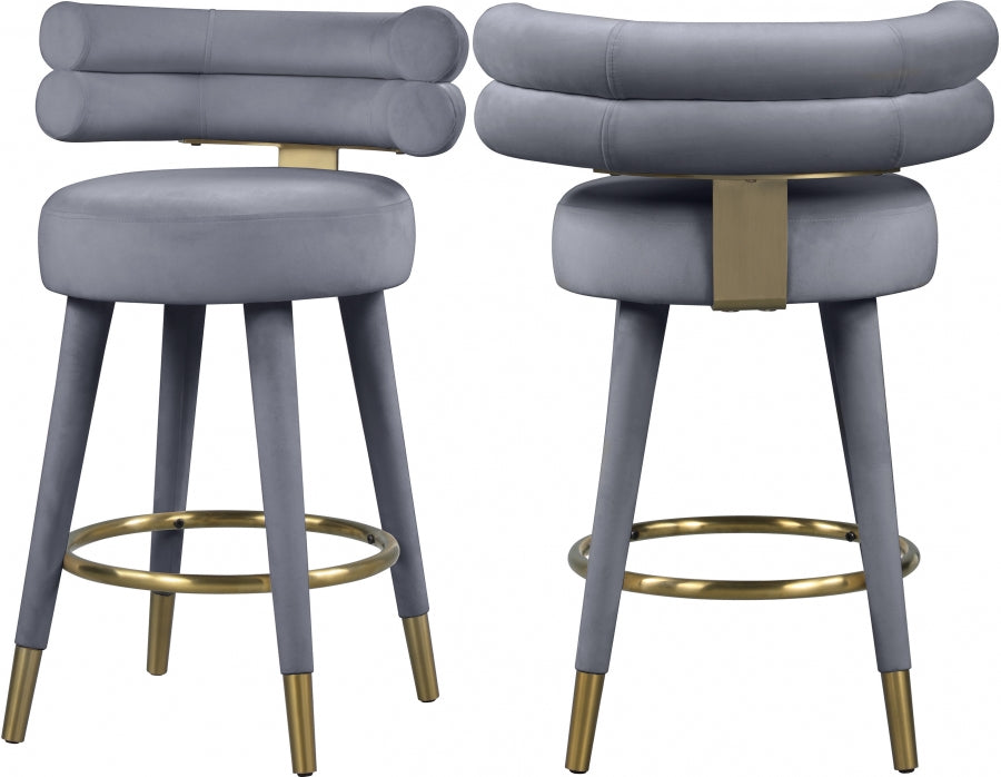Tabouret de comptoir en velours Fitzroy