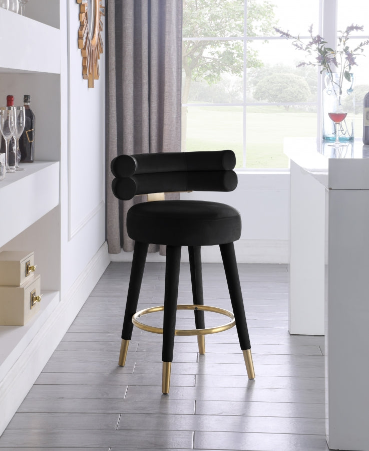 Tabouret de comptoir en velours Fitzroy