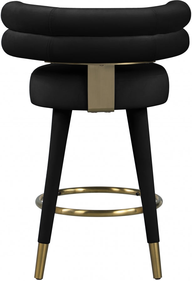 Tabouret de comptoir en velours Fitzroy