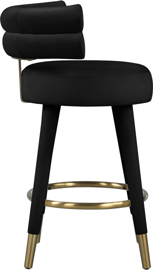 Tabouret de comptoir en velours Fitzroy