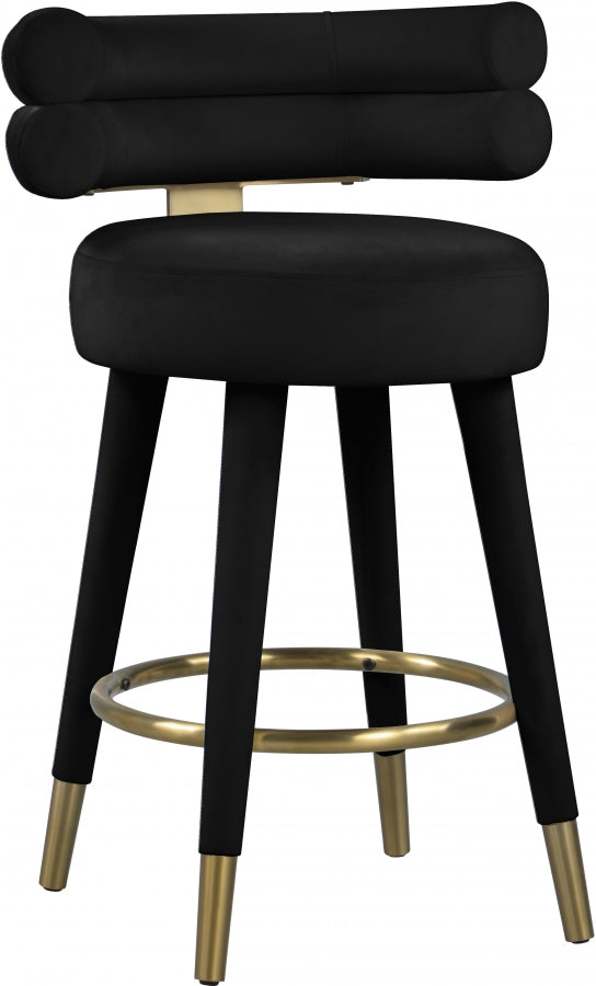 Tabouret de comptoir en velours Fitzroy