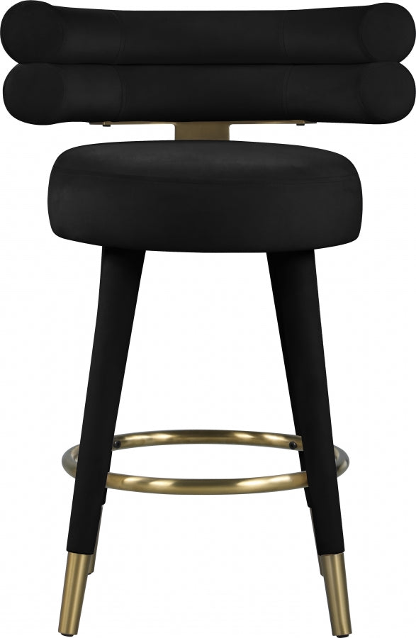 Tabouret de comptoir en velours Fitzroy