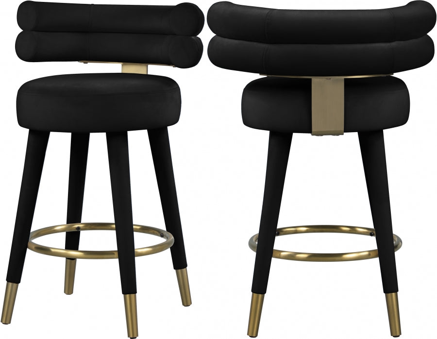 Tabouret de comptoir en velours Fitzroy