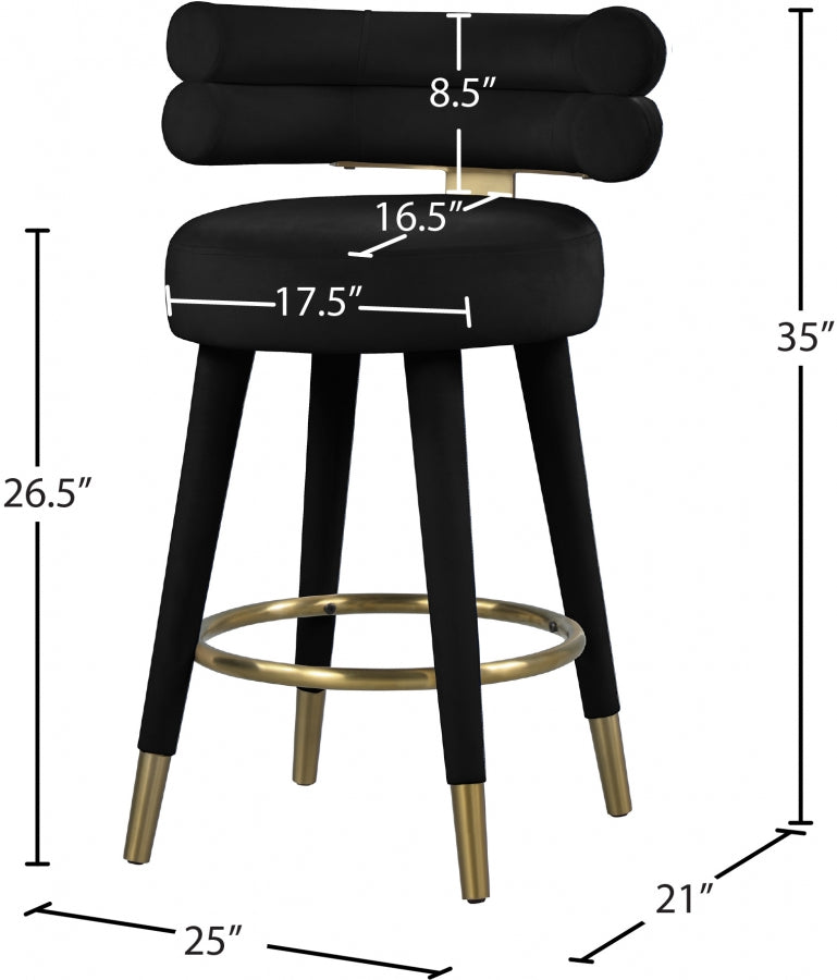 Tabouret de comptoir en velours Fitzroy