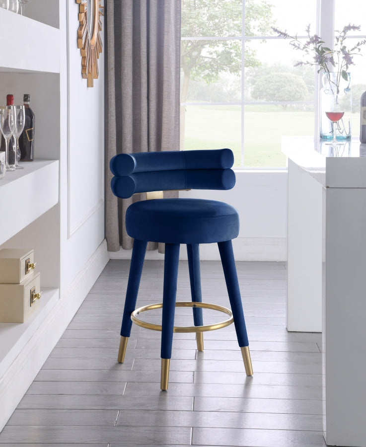 Tabouret de comptoir en velours Fitzroy