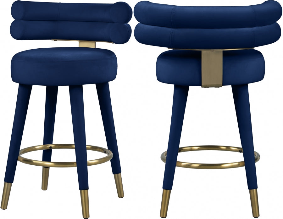 Tabouret de comptoir en velours Fitzroy