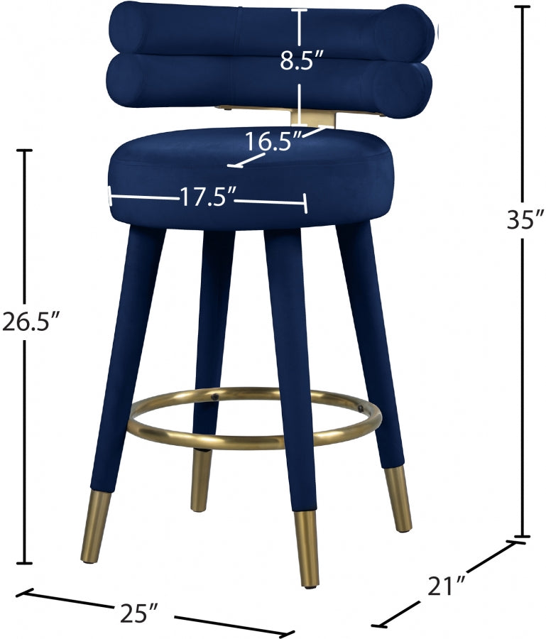 Tabouret de comptoir en velours Fitzroy