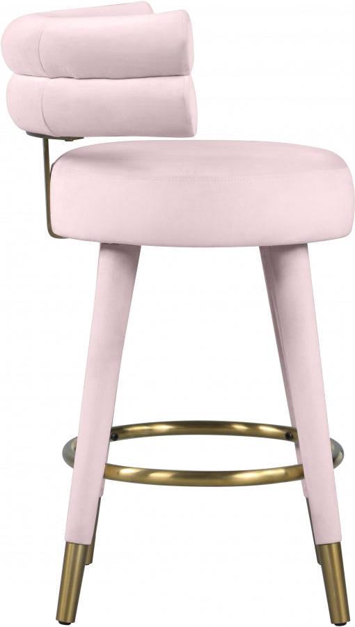 Tabouret de comptoir en velours Fitzroy