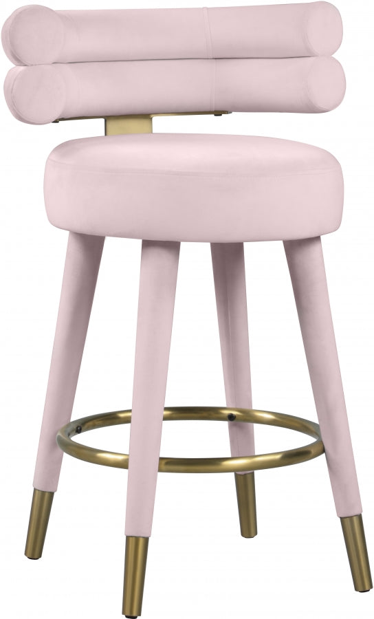 Tabouret de comptoir en velours Fitzroy