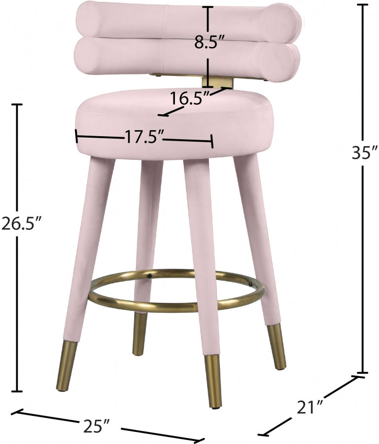 Tabouret de comptoir en velours Fitzroy