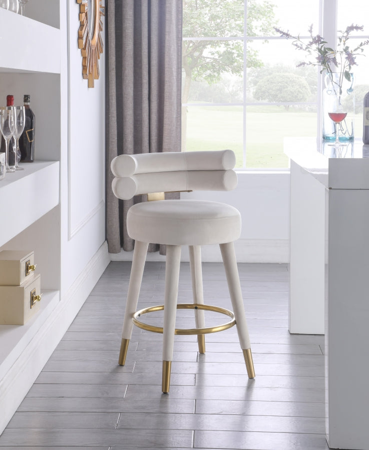 Tabouret de comptoir en velours Fitzroy