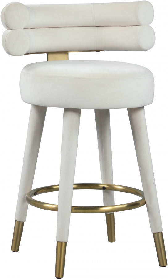 Tabouret de comptoir en velours Fitzroy
