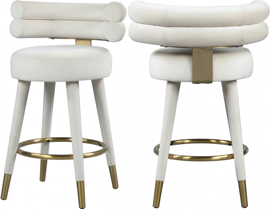 Tabouret de comptoir en velours Fitzroy